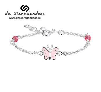 Roze vlinder armband met Swarovski